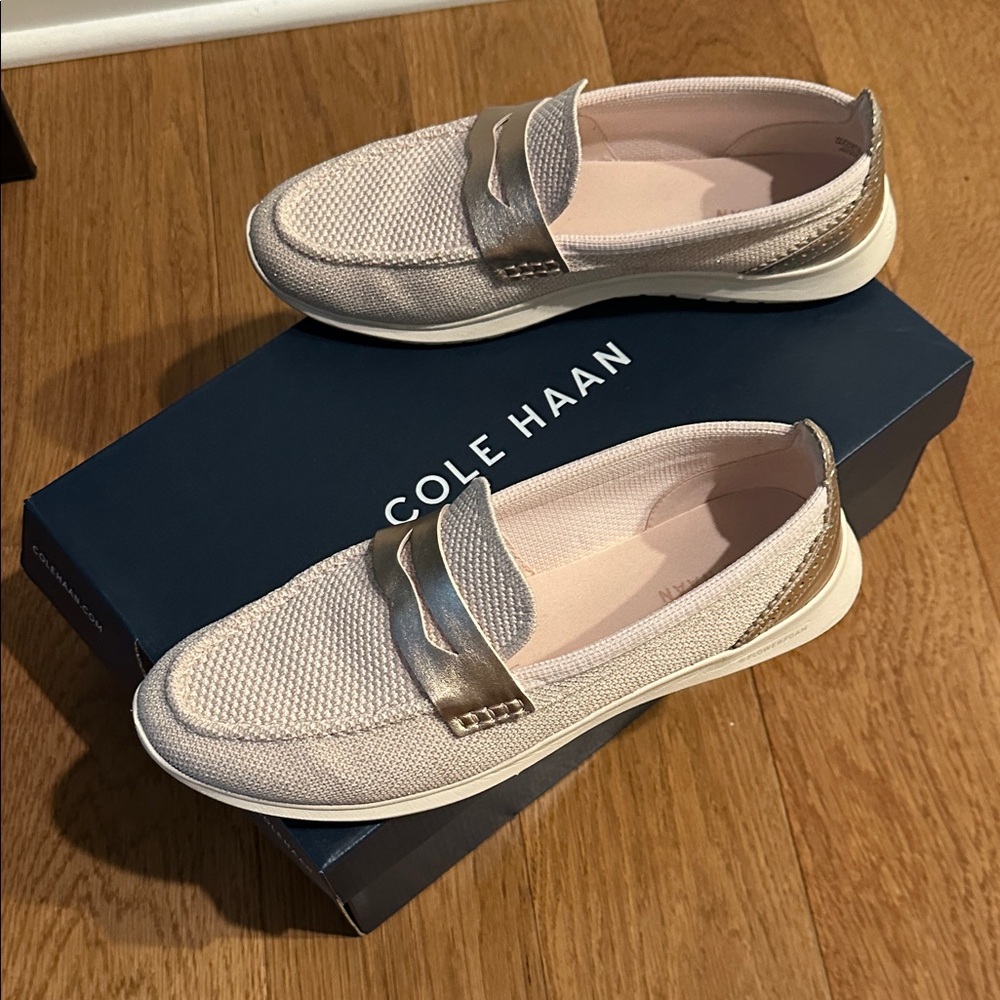 Cole Haan Light pink and beige Rose Gold Loafers